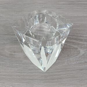 Oleg Cassini Cut Clear Crystal Faceted Oval Votive Candle Holder